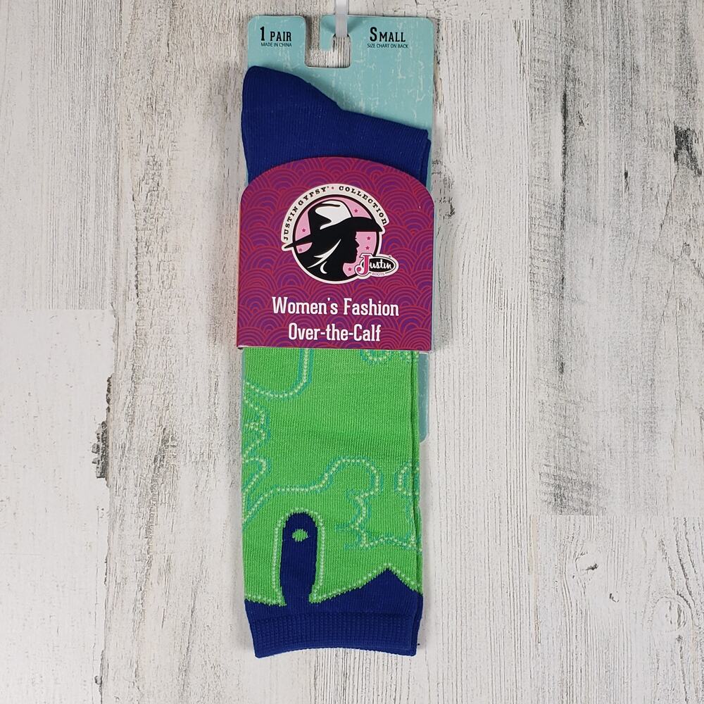 NWT Justin Boots Fashion Cushioned Sole Over The Calf Socks Women's Size Small